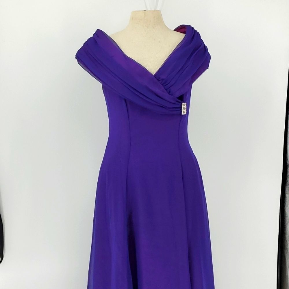 Prom dress. Size 11. Off the shoulders.  Purple and blue.‎ Long sheer ove…